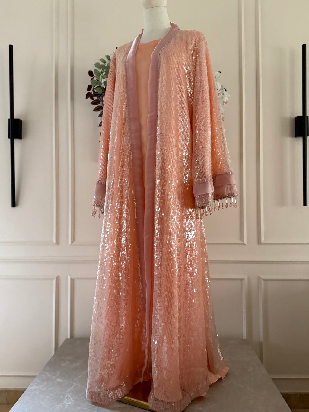 GOLDEN DUSK - Peach Wedding Guest Abaya