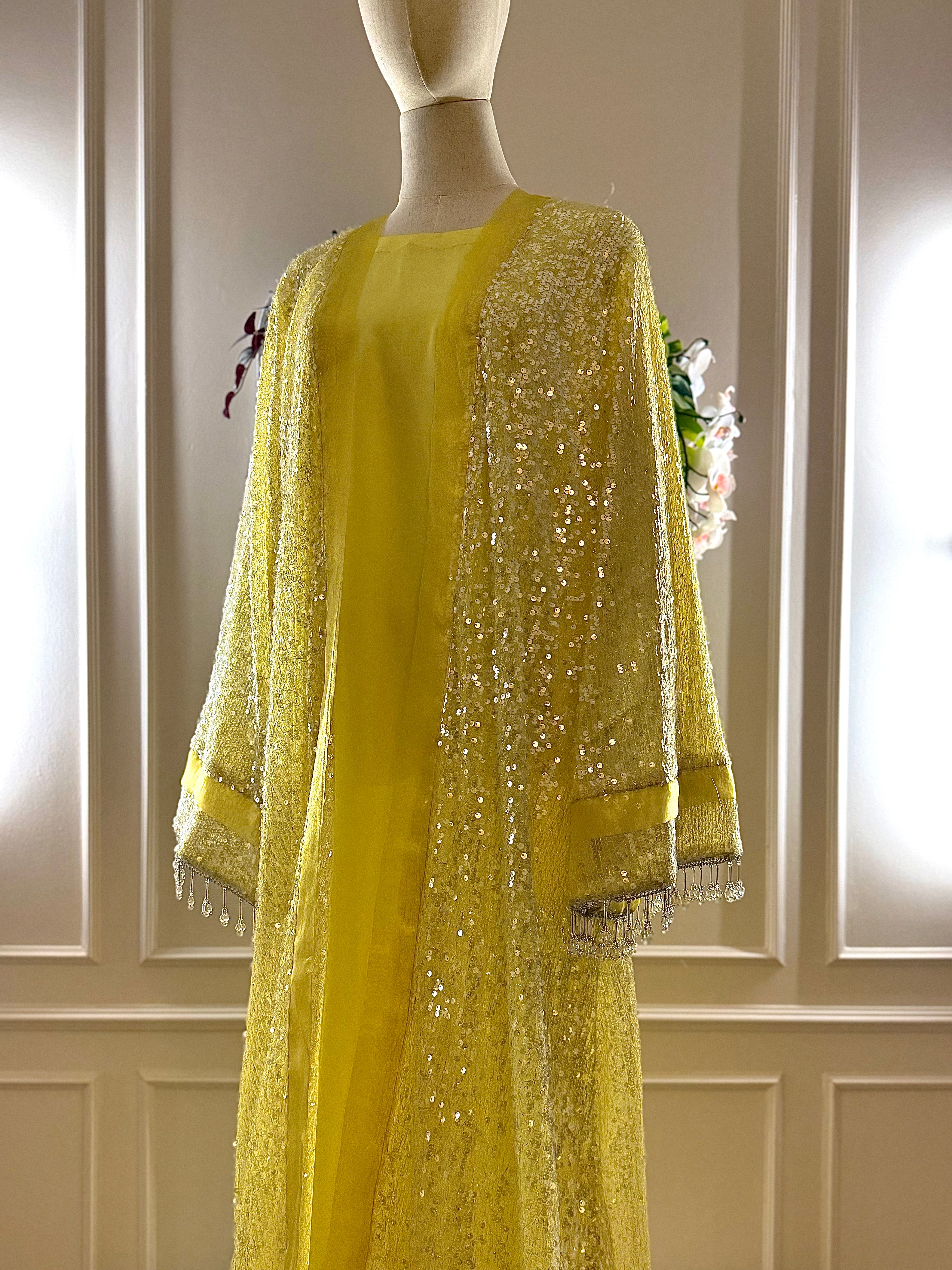 MORNING GLOW - Yellow Luxury Sequin Abaya