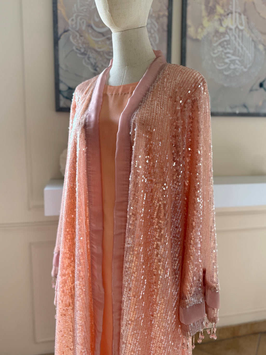 GOLDEN DUSK - Peach Wedding Guest Abaya