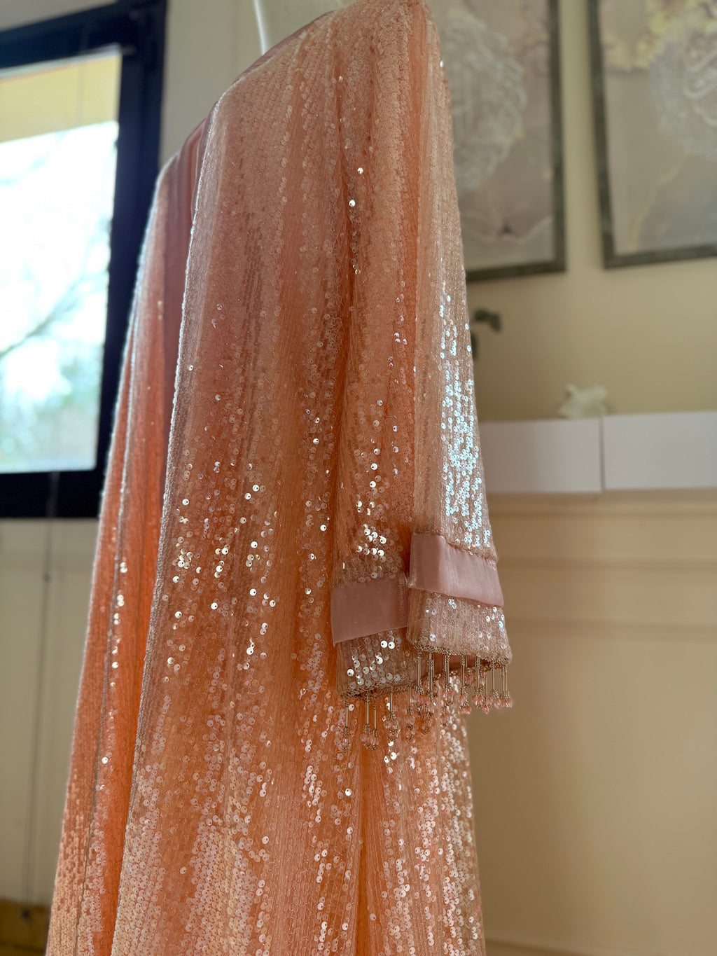 GOLDEN DUSK - Peach Wedding Guest Abaya