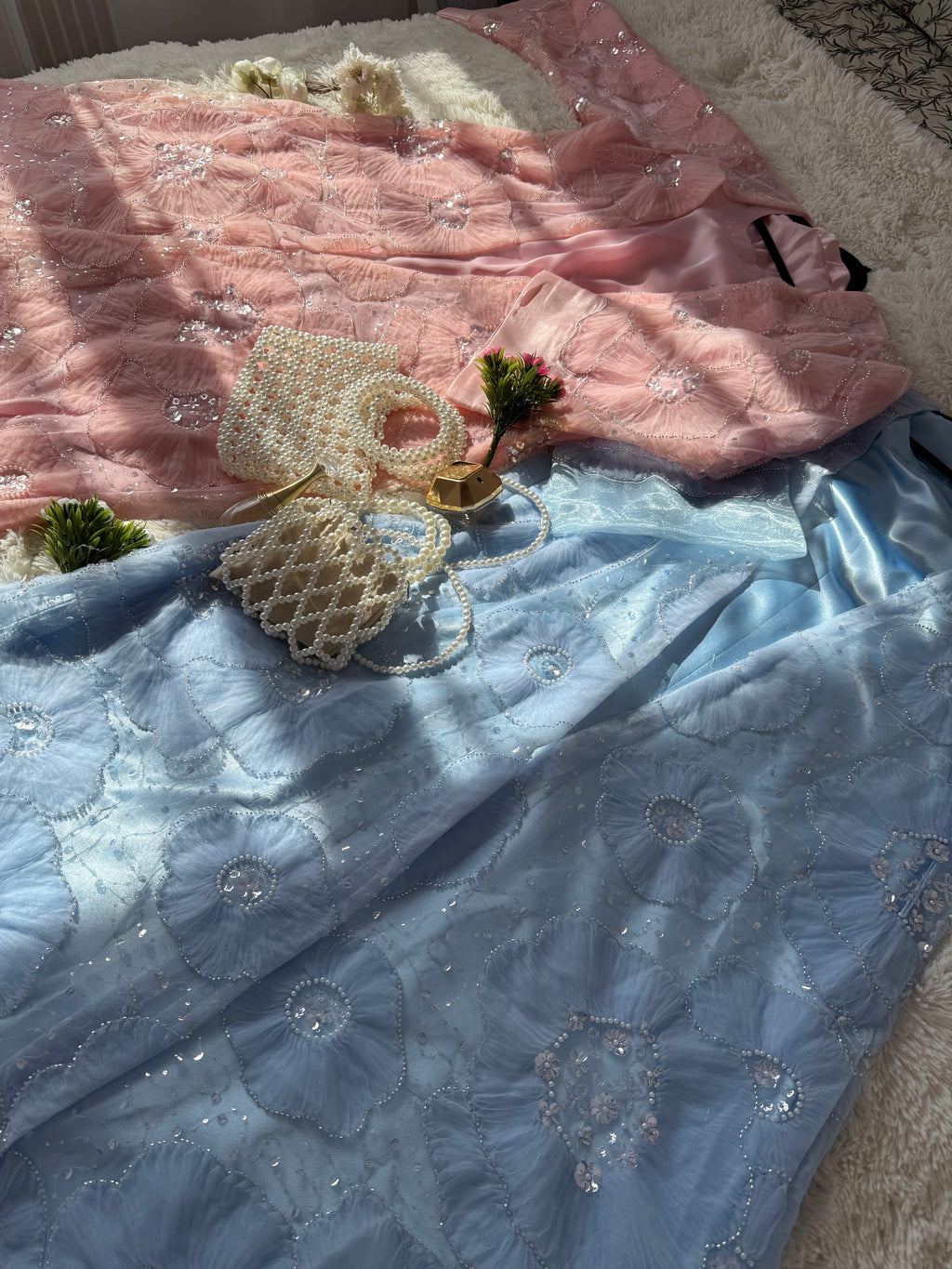 Rêve Floral Abaya – Bleu Céleste