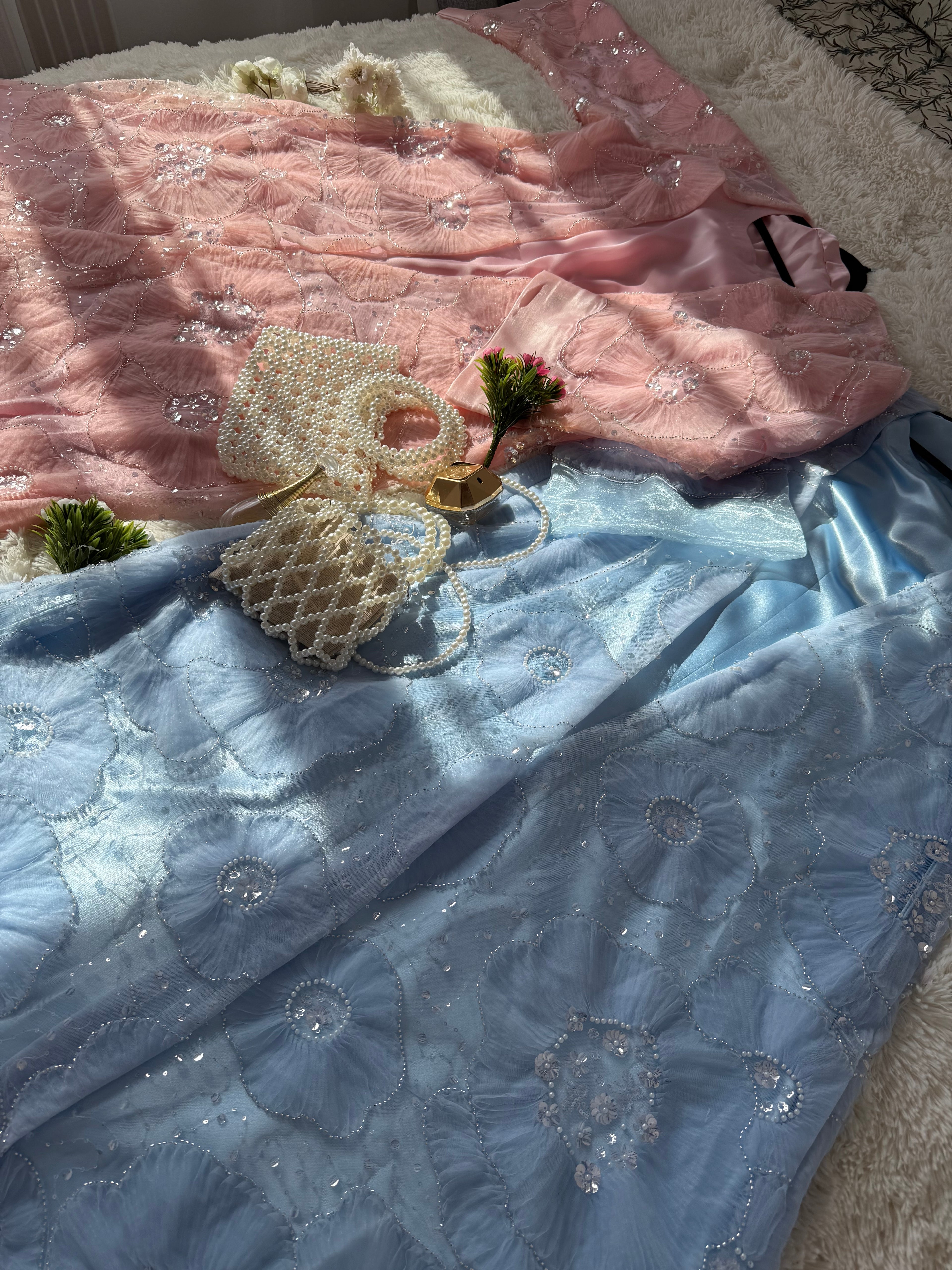 Rêve Floral Abaya – Bleu Céleste