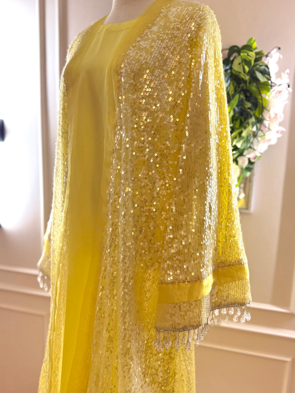MORNING GLOW - Yellow Luxury Sequin Abaya