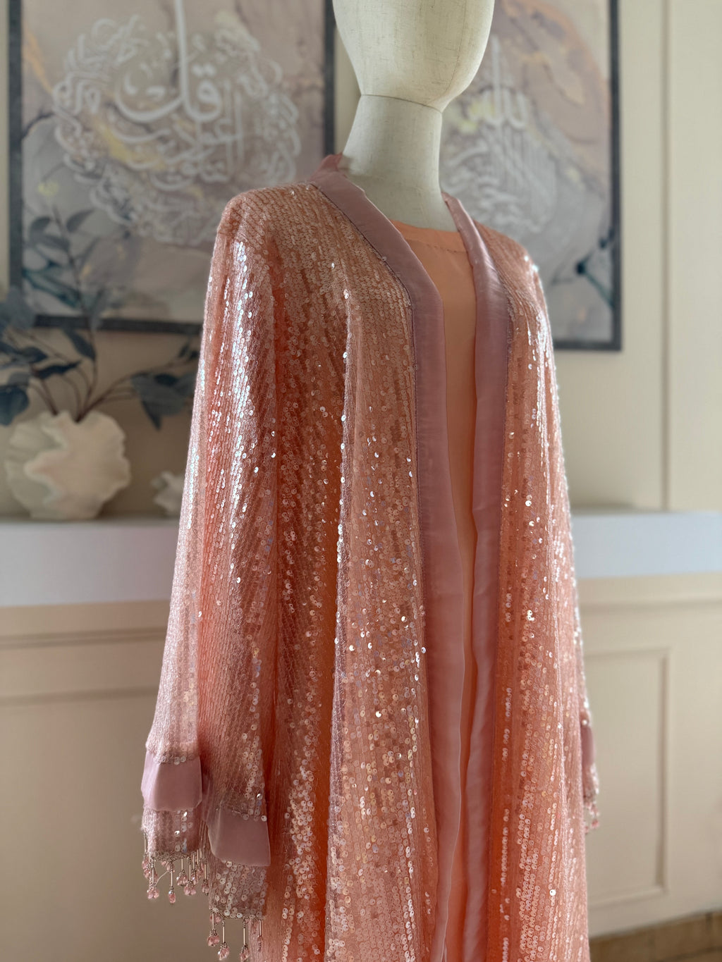 GOLDEN DUSK - Peach Wedding Guest Abaya