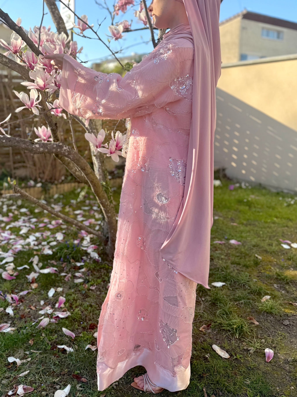Rêve Floral Abaya – Rose Bloom