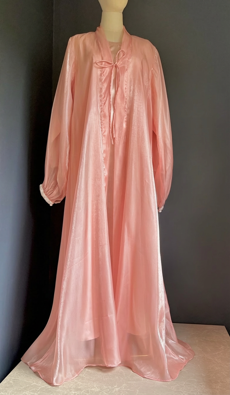 Blush Petal Abaya | Sheesha Silk with Beaded Lace Sleeves & Satin Lining